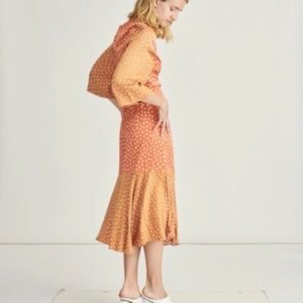 Rodebjer Millie Wrap Dress Midi Orange NWOT Extra Small